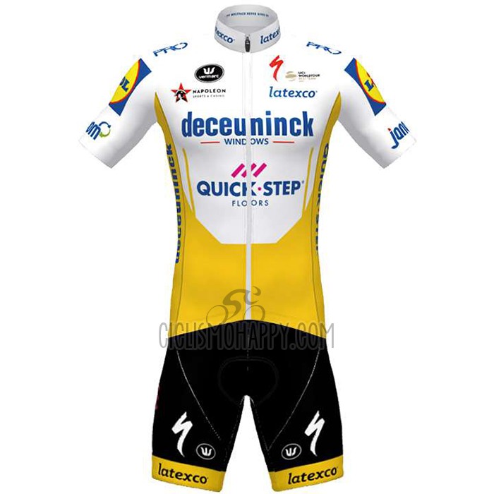 Deceuninck Quick Step Cycling Jersey Bib Short 2020 Short Sleeve White Yellow